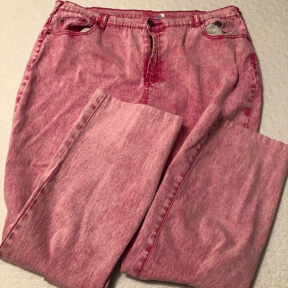 DG2 Diane Gilman Women's Plus Size 20WT Red Bootcut Stone Washed Stretch Jeans - Picture 1 of 6